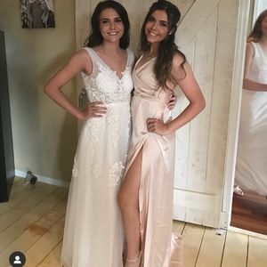 Satin formal prom dress